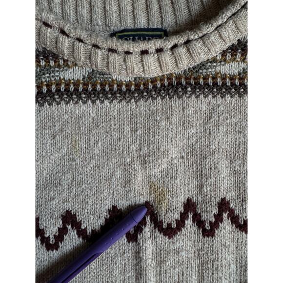 Chaps Ralph Lauren Men’s L Vintage Knit Sweater USA 100% Cotton Fair Isle - Picture 6 of 9